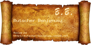 Butscher Benignusz névjegykártya